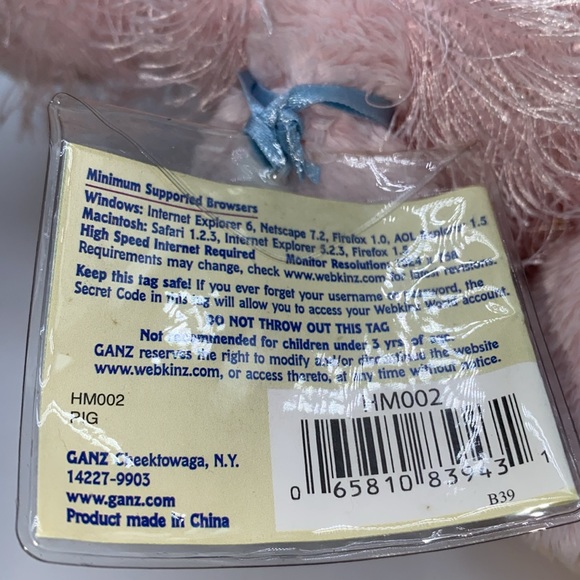 Ganz Webkinz Pink Pig HM002 Plush Stuffed Animal Toy with Sealed Code - Picture 3 of 15
